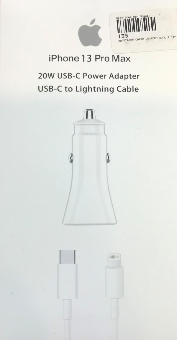 ADAPTADOR CARRO+USB-C IPHONE 20W