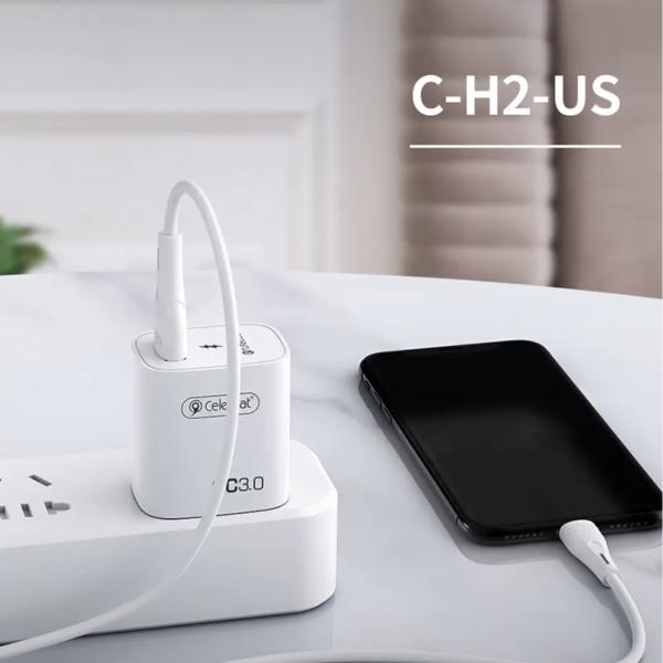 Cargador Celebrat C-H2-US /USB A Tipo C 18W