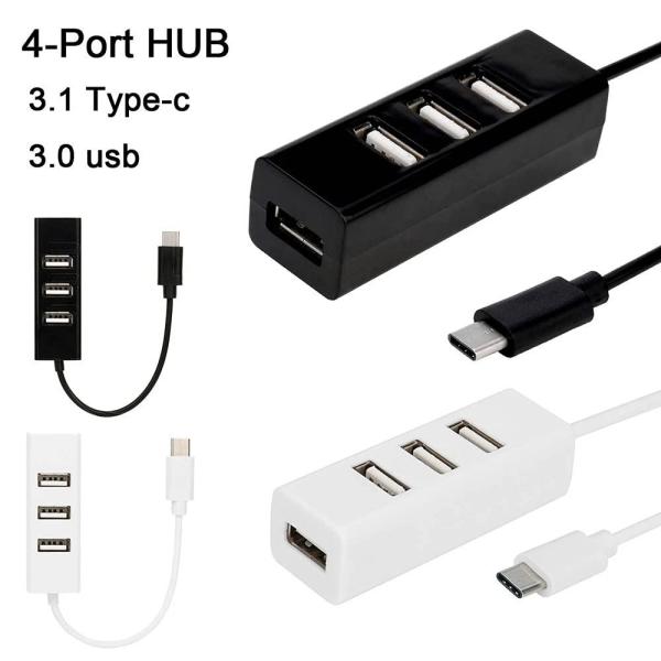 ADAPTADOR USB 3.0 HUB 4 PUERTOS Blanco Y Negro