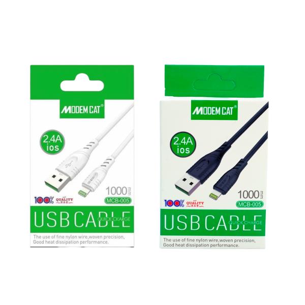 CABLE MCB-005/ USB A Lightning  /2.4A BLANCO Y NEGRO