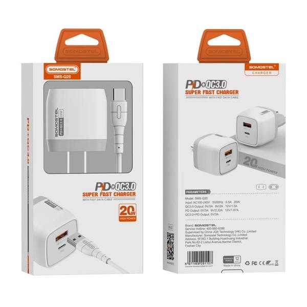 Cargador Iphone Somostel lightning-TIPO C 20W