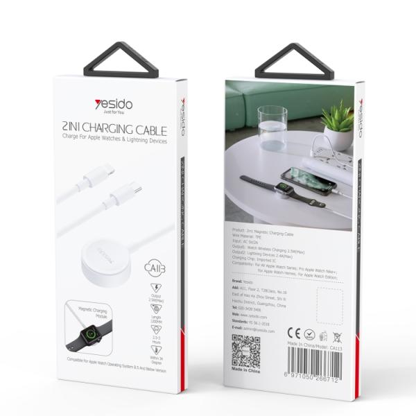 CARGADOR MAGNETICO RELOJ APPLE YESIDO 2 EN 1 TIPO C CA113