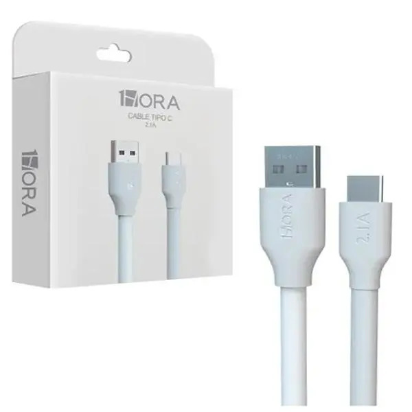 CABLE 1HORA USB A TIPO C 2MTS BLANCO