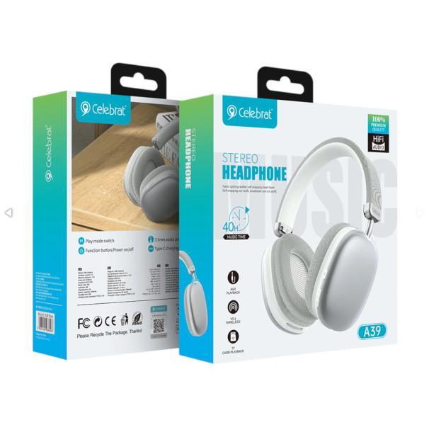 Audifonos Bluetooth Celebrat A39 BLANCO